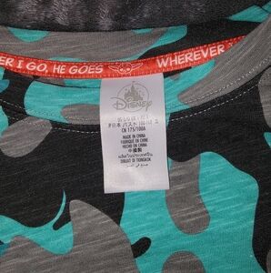 Disney Teal and Gray Camouflage Crop Top